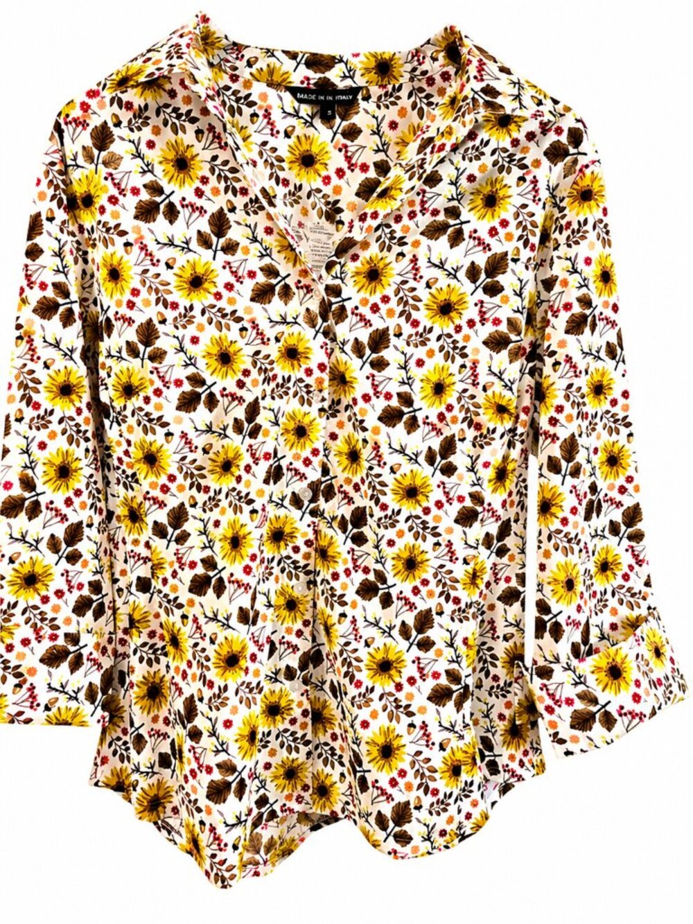 Zac & Rachel Sunflower Floral Button Down Blouse Top Cottagecore Boho Sz 1X